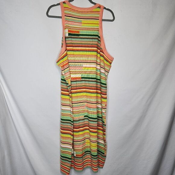 4X 26W Torrid Crochet 70s Knit Mini Sweater Dress Orange Green Sherbet Stretch - Picture 10 of 10
